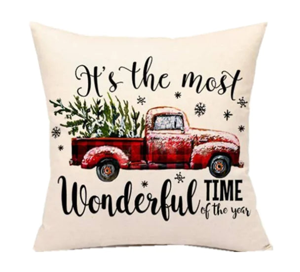 Christmas Santa Linen Pillowcase Sofa Cushion Cover