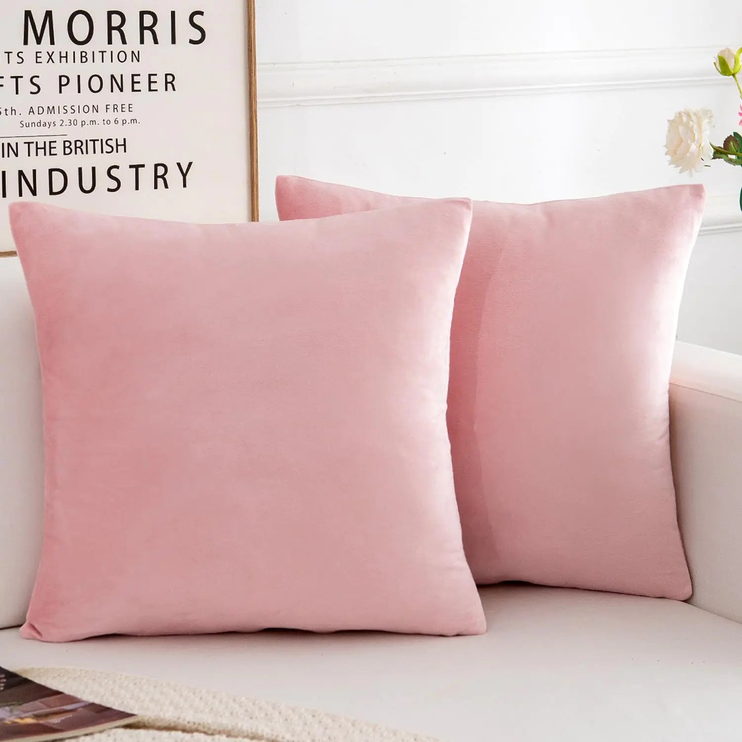 Throw Pillow Covers 20x20" Soft Pink 2-pc