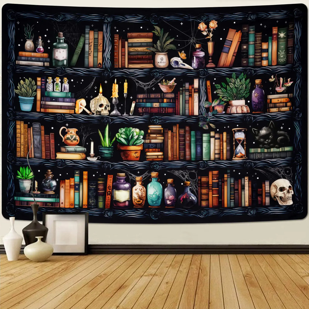 Gothic Wizardry Bookshelf Tapestry