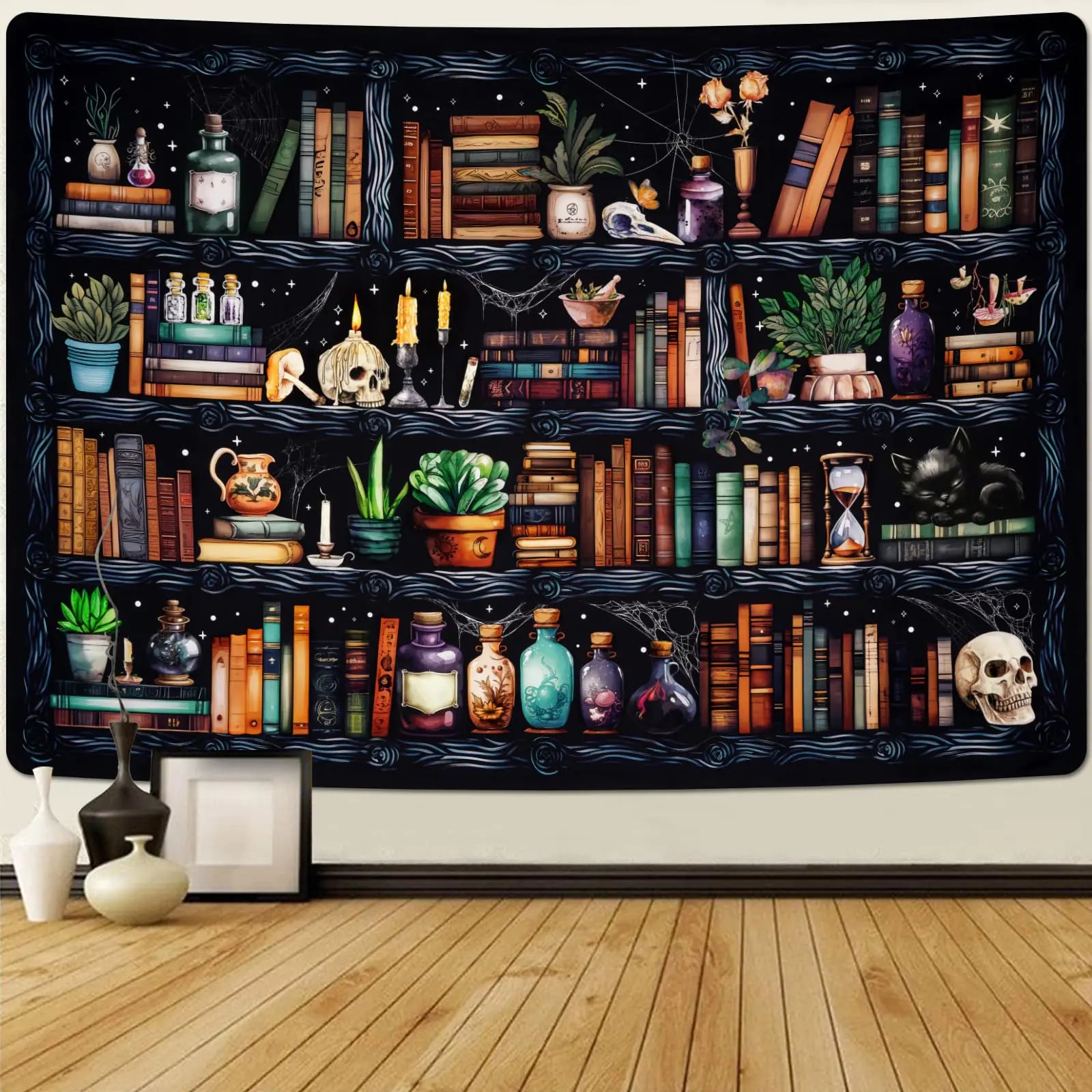 Gothic Wizardry Bookshelf Tapestry