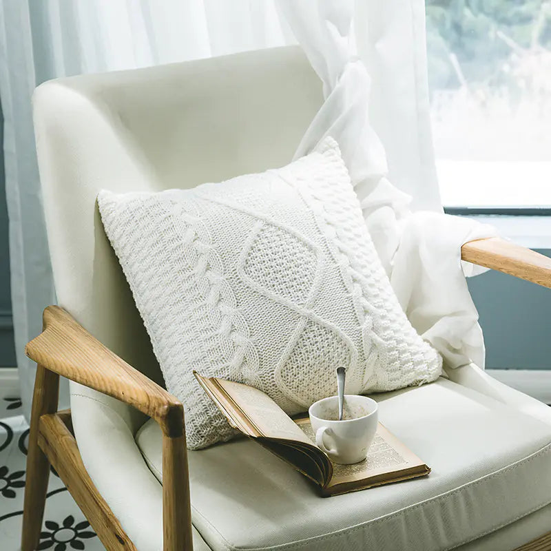 Pillow Cover, 18x18", Soft Knitted Design, 1-pc