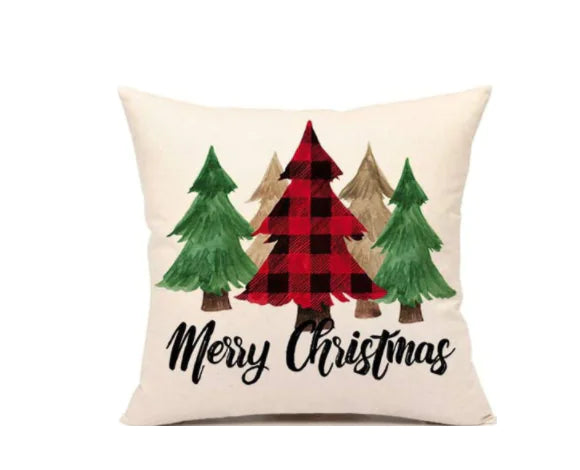 Christmas Santa Linen Pillowcase Sofa Cushion Cover