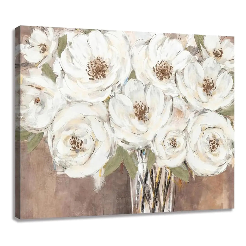 White Bloom Canvas Art  32"x24"