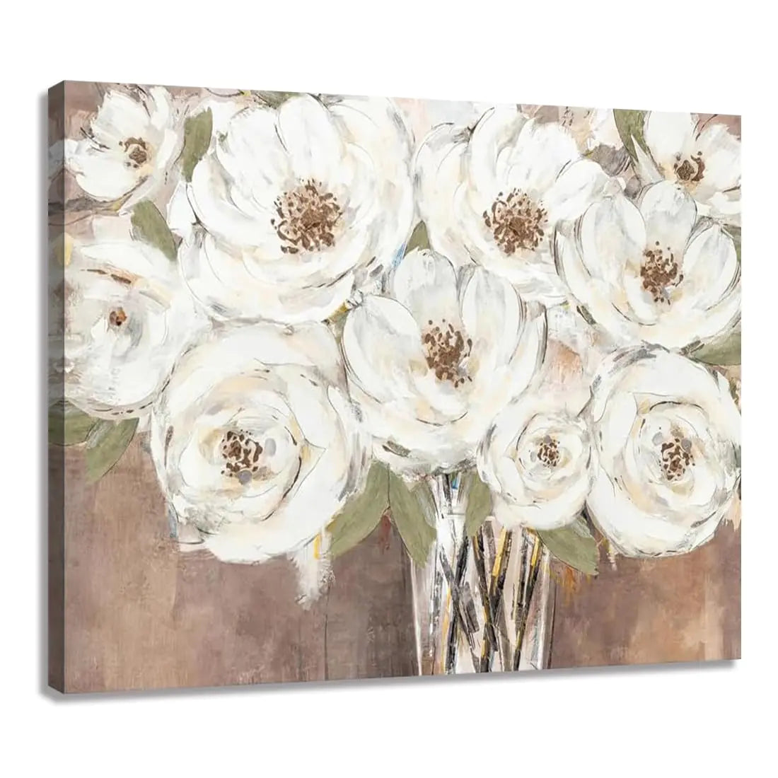 White Bloom Canvas Art  32"x24"