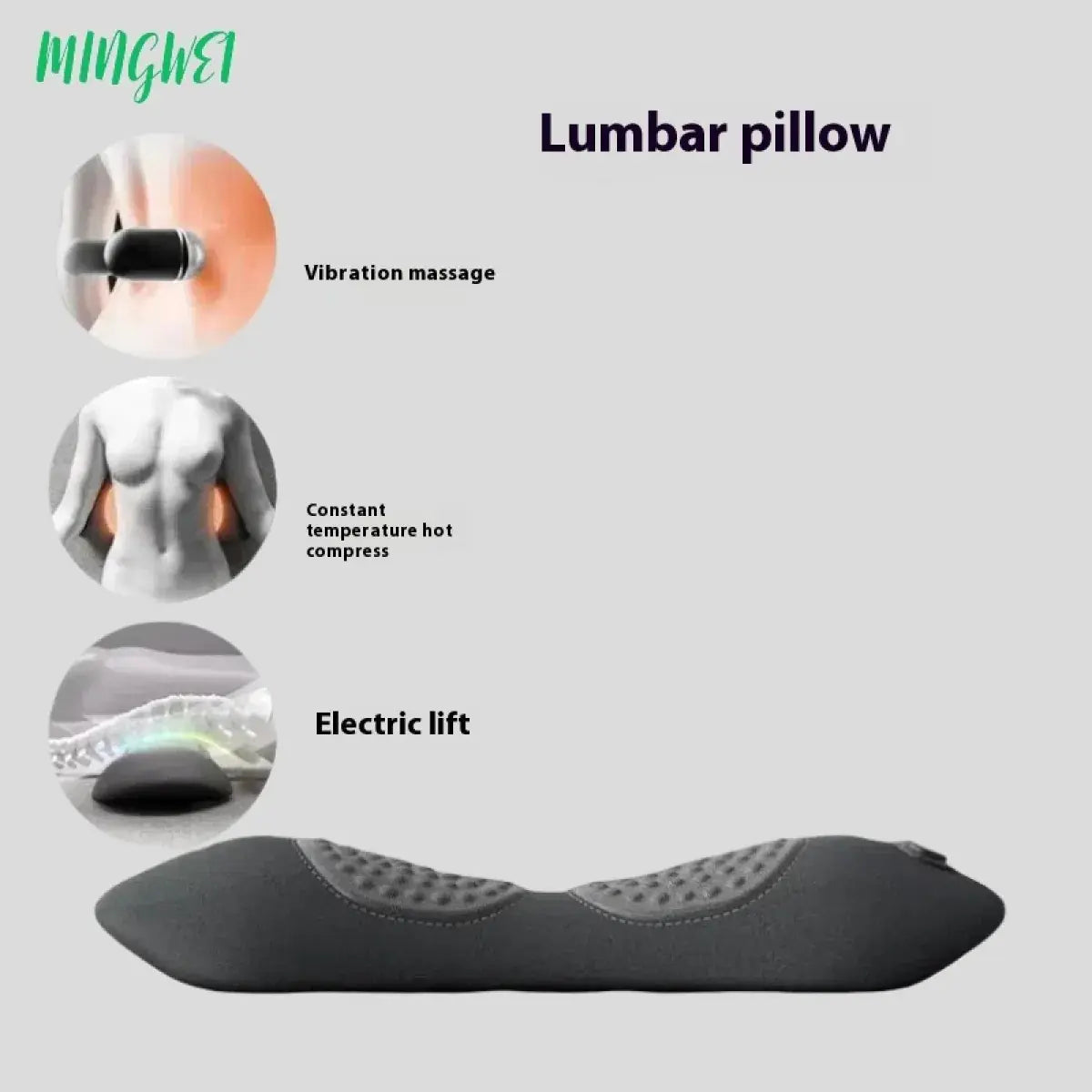 Lumbar Support Pillow with Heating & Massage