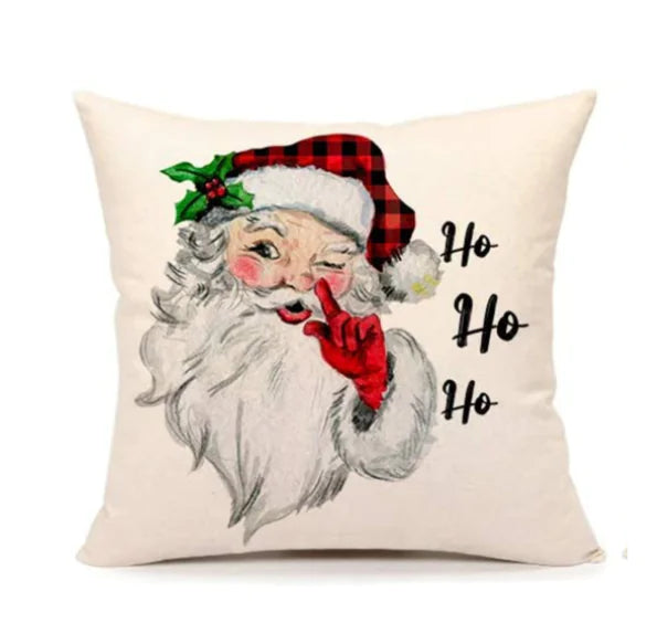 Christmas Santa Linen Pillowcase Sofa Cushion Cover