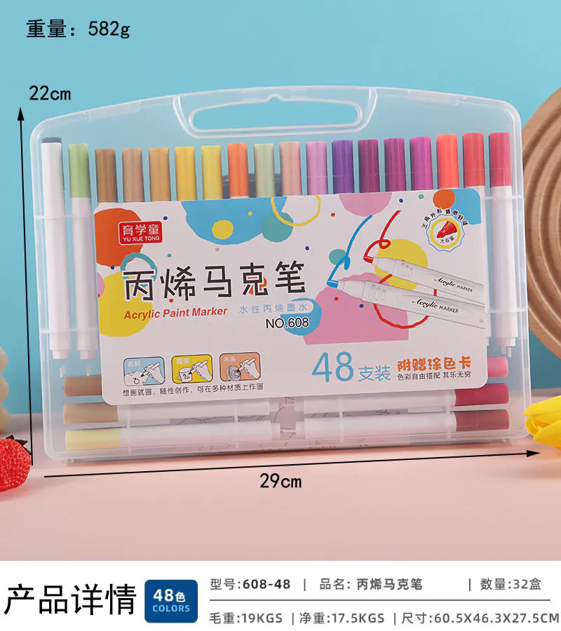 Double-Head Water-Based Markers for Students (24/48 Colors)