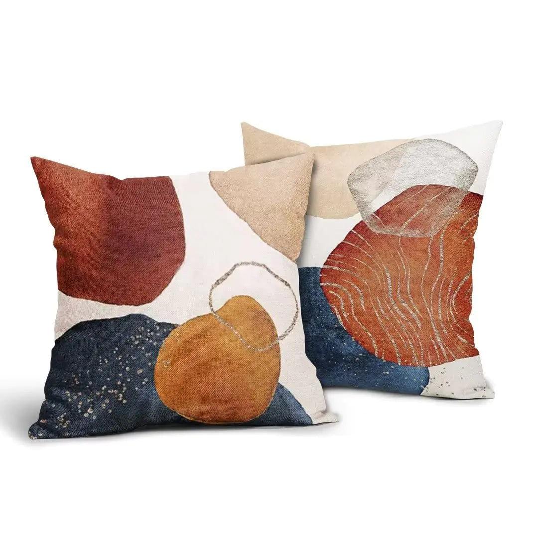 Burnt Orange Blue Boho Pillow Covers 18x18 Inch Set Of 2