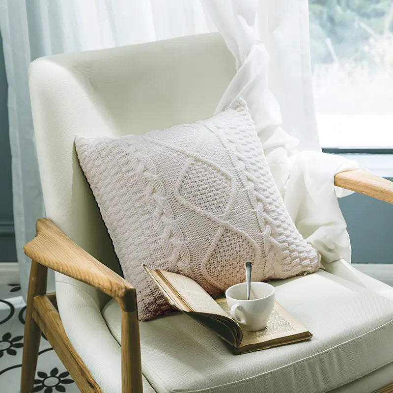 Pillow Cover, 18x18", Soft Knitted Design, 1-pc