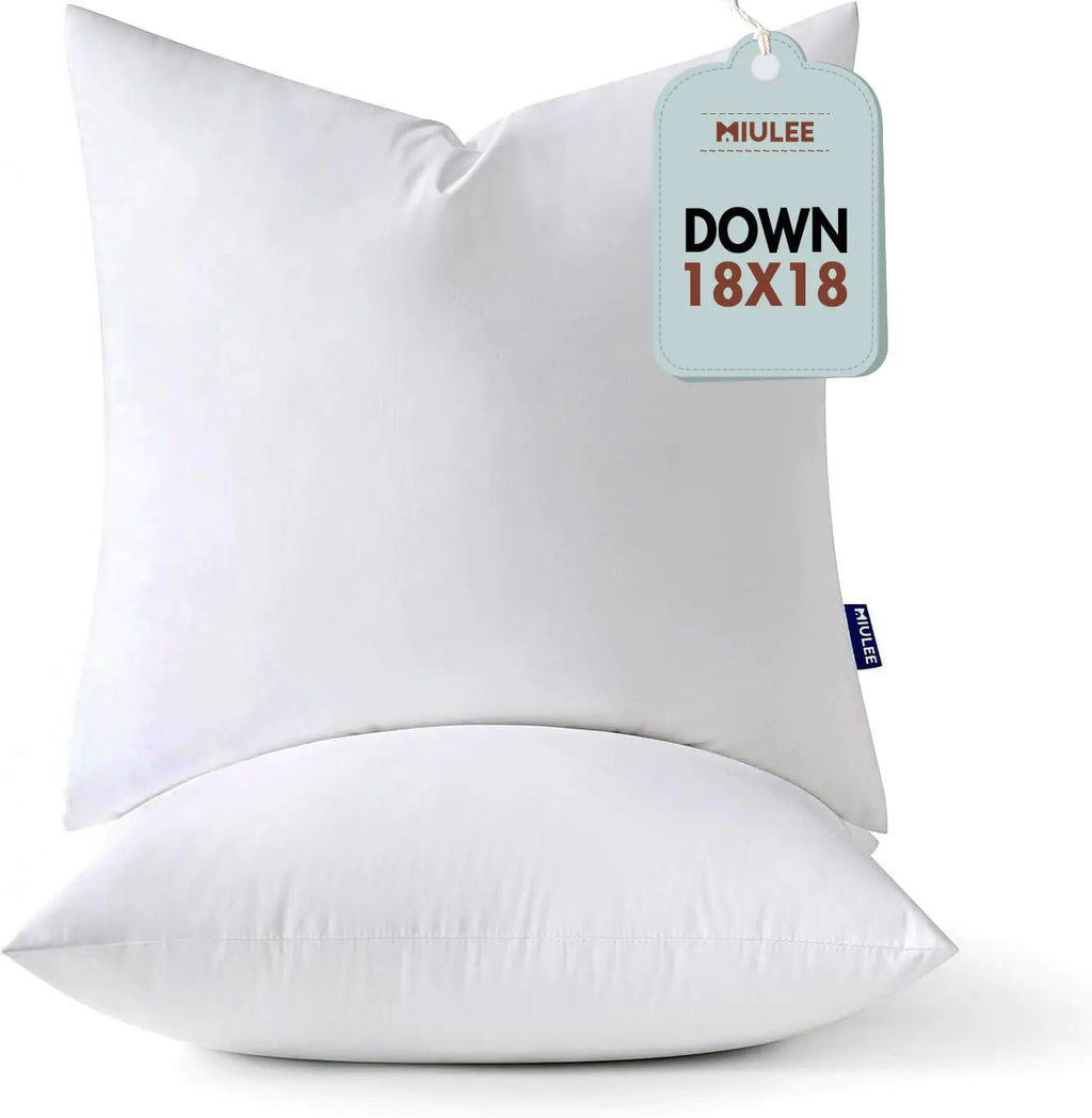 MIULEE Luxe 18x18 Plush Pillow Inserts, Set of 2