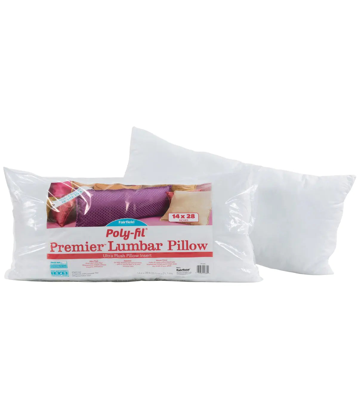 Premier Lumbar Plush Pillow Insert 14x28 White