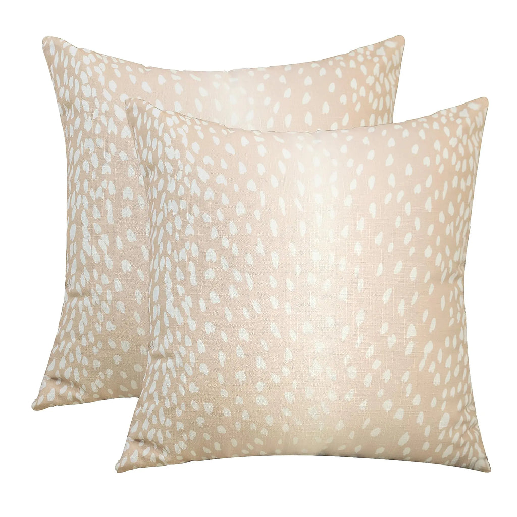 Pillow Covers 24x24" Soft Beige Linen Faux Animal Print 2-pcs