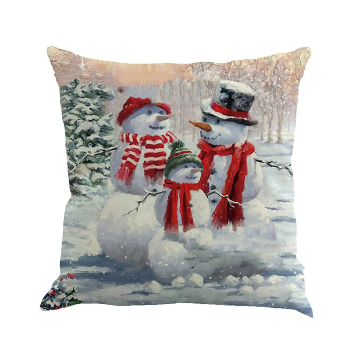 Christmas Snowman Cotton Linen Cushion Covers