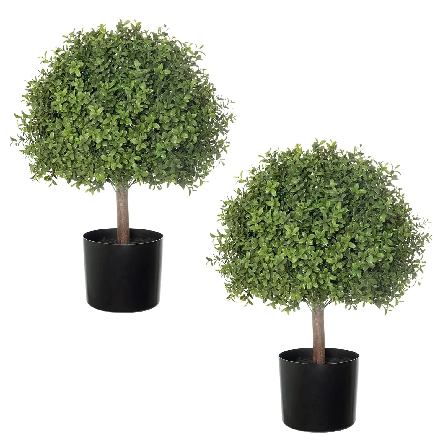 Dual 24.5in Faux Boxwood Topiaries in Pots