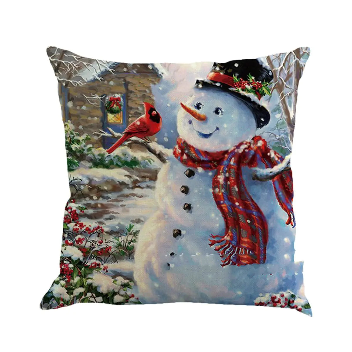 Christmas Snowman Cotton Linen Cushion Covers
