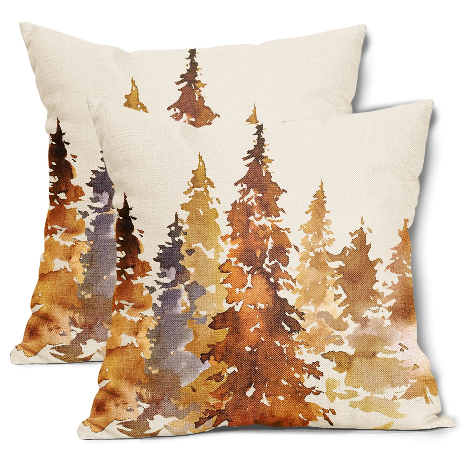 Burnt Orange Fall Tree Pillow Covers 18X18 Set of 2