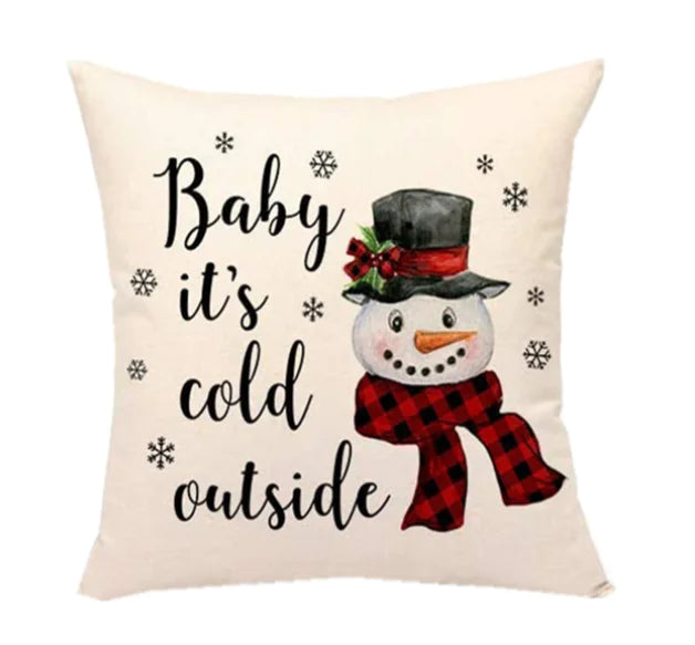 Christmas Santa Linen Pillowcase Sofa Cushion Cover