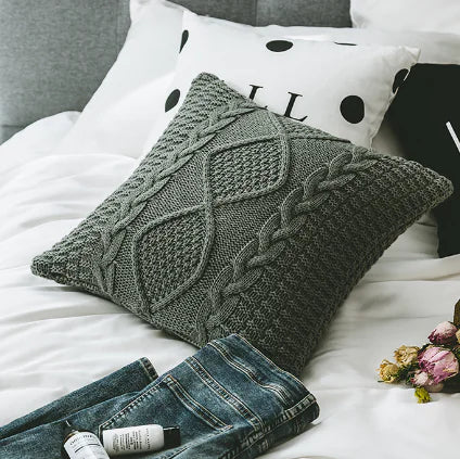 Pillow Cover, 18x18", Soft Knitted Design, 1-pc