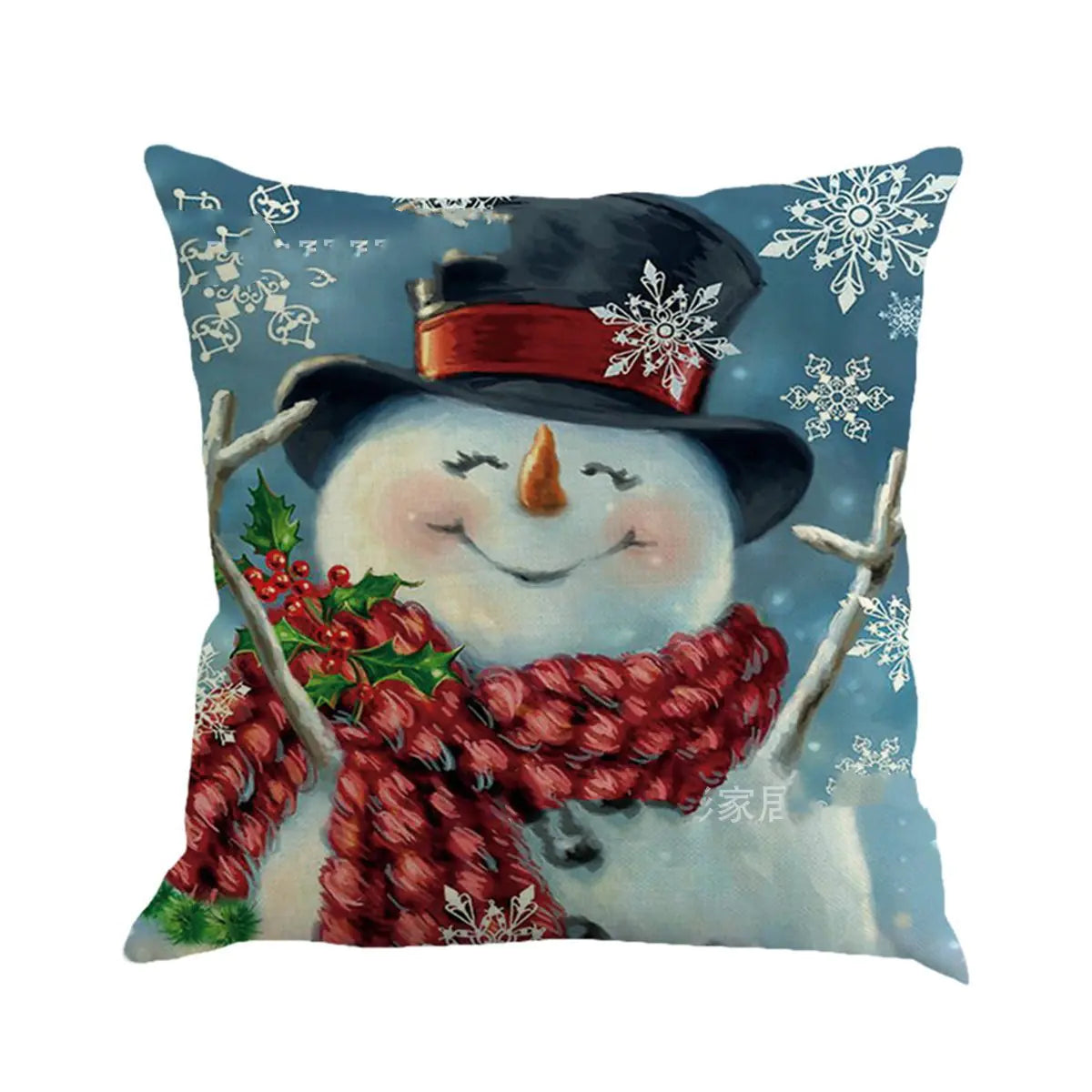 Christmas Snowman Cotton Linen Cushion Covers