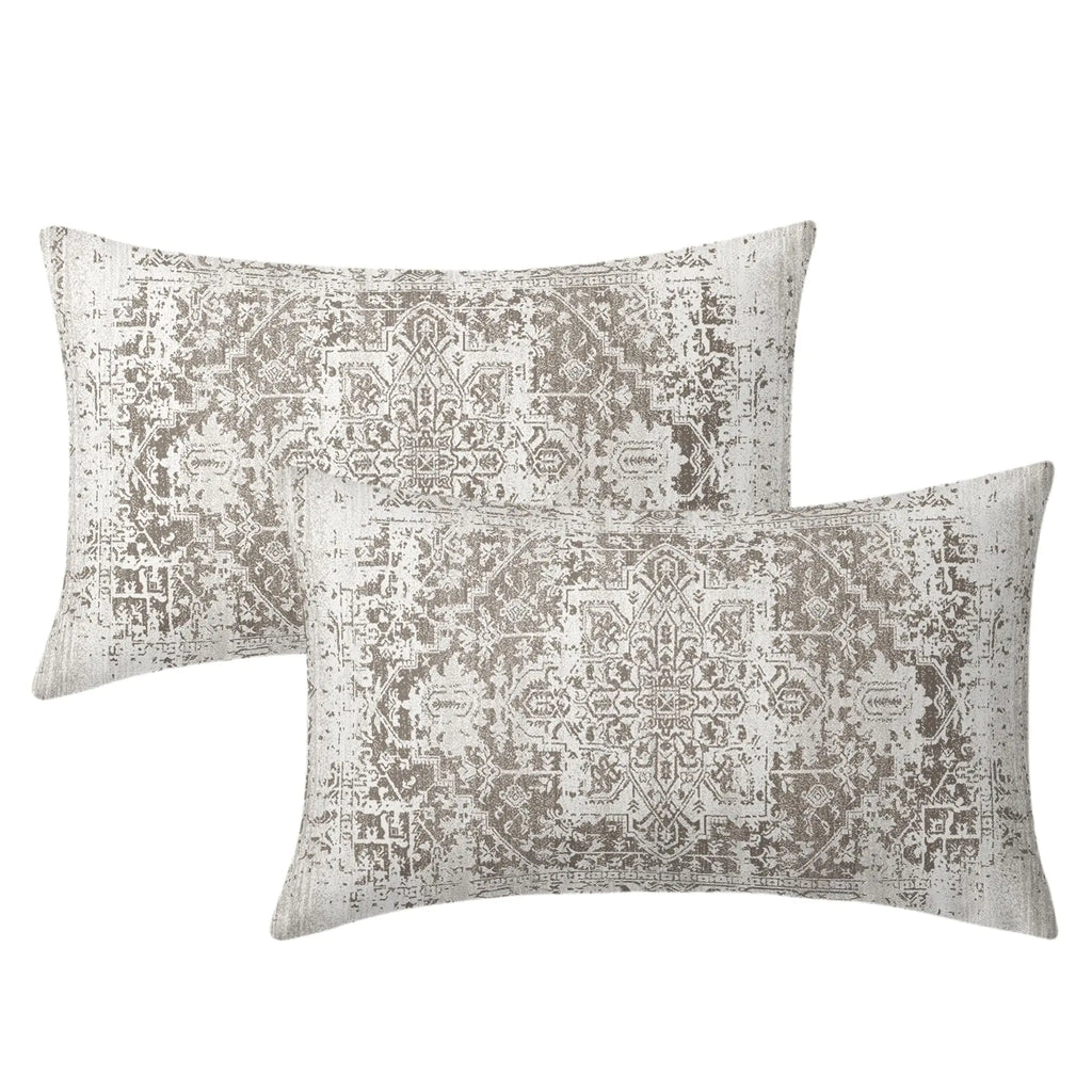 Boho Ethnic Gray 12x20 Throw Pillow Covers Set of 2