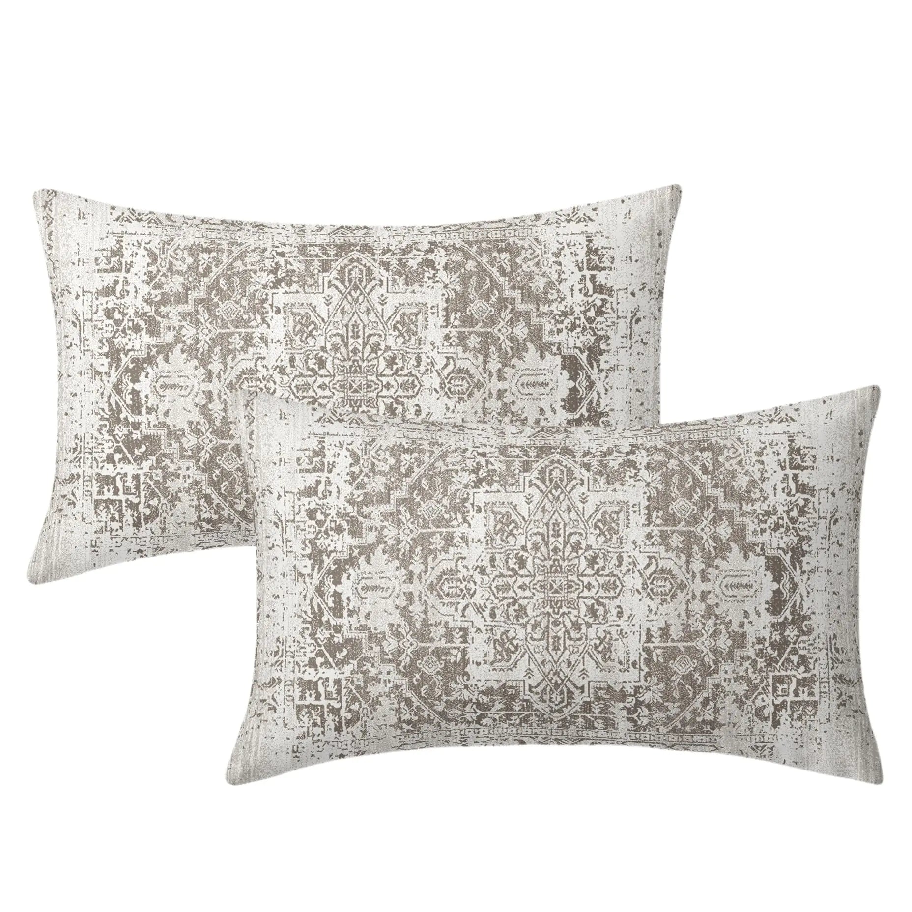 Boho Ethnic Gray 12x20 Throw Pillow Covers Set of 2