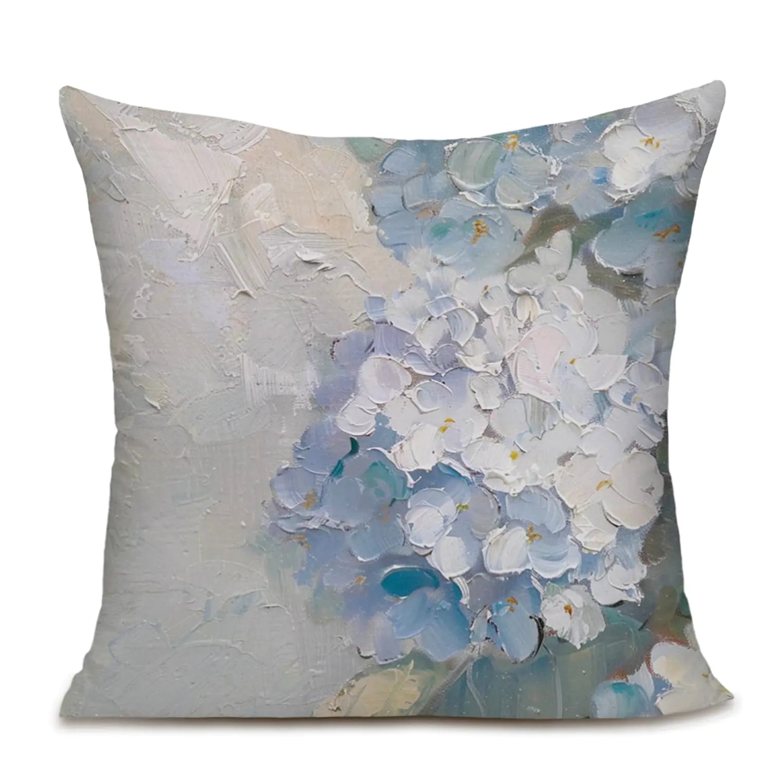 Beige & Blue Hydrangea Throw Pillow Cover 18x18inch