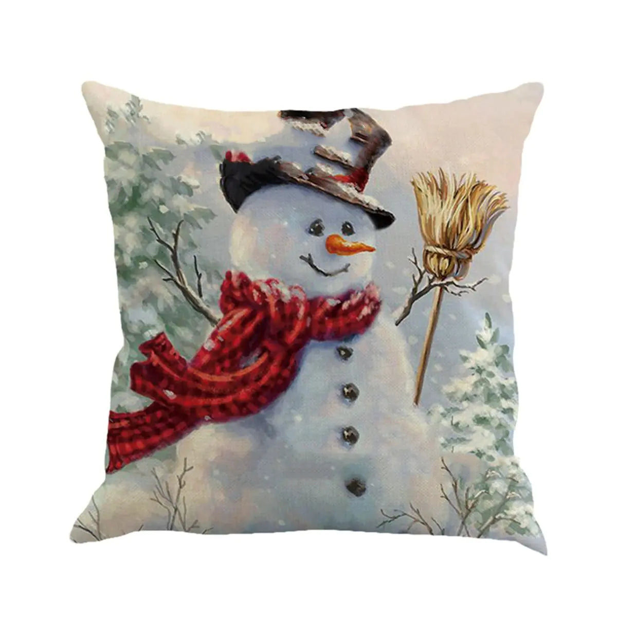 Christmas Snowman Cotton Linen Cushion Covers