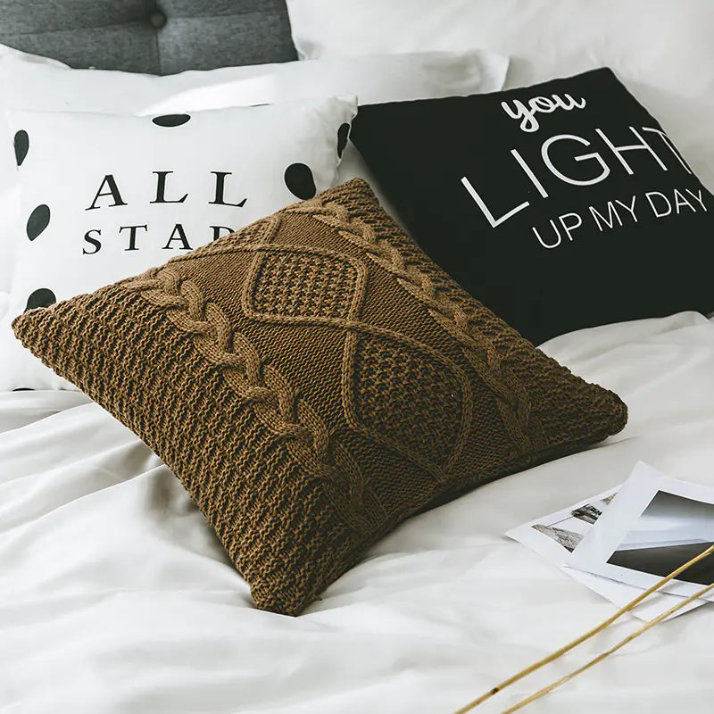 Pillow Cover, 18x18", Soft Knitted Design, 1-pc