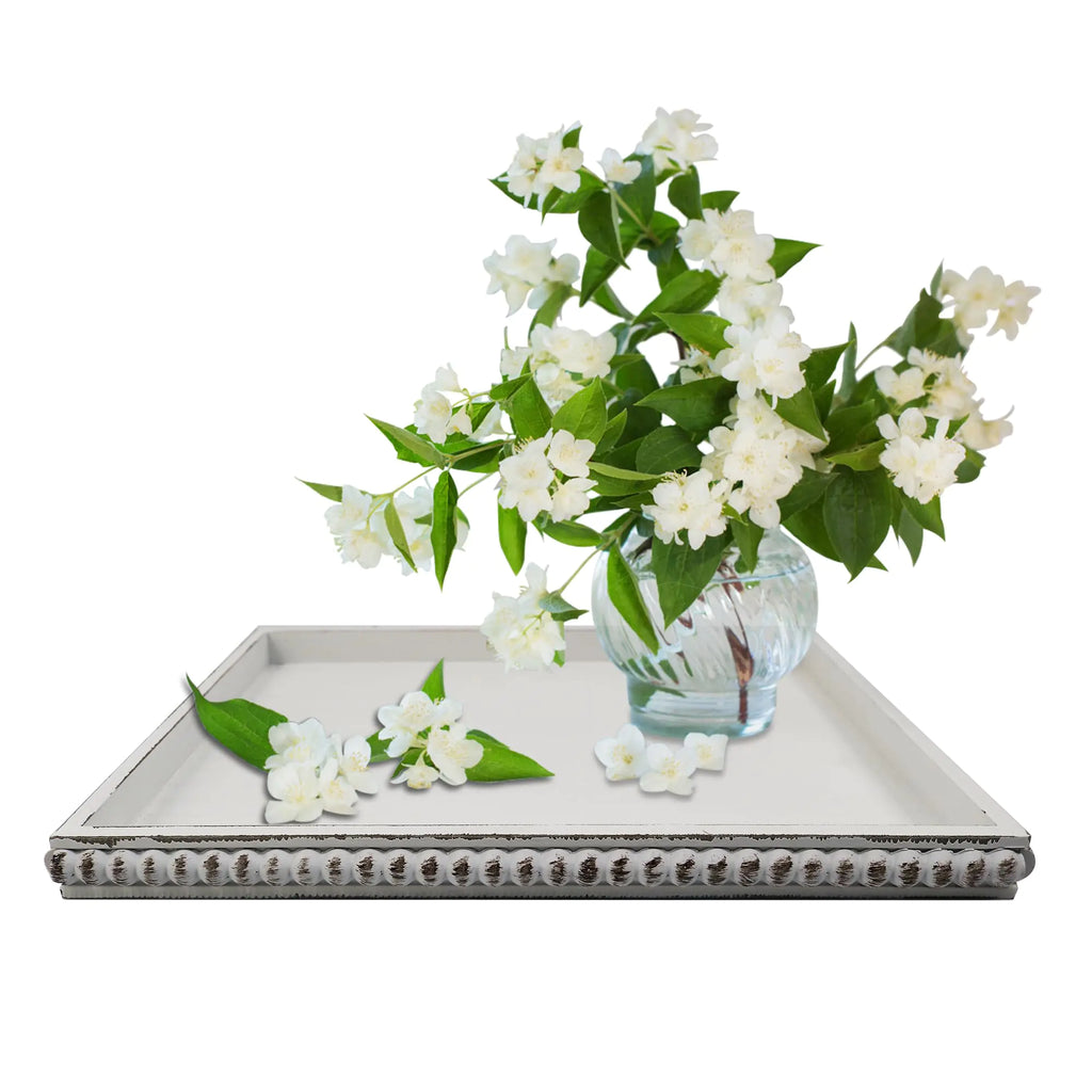 White Wood Elegant Butler Tray