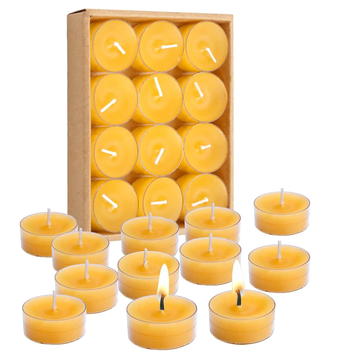 12pc Pure Beeswax Unscented Tealight Candles