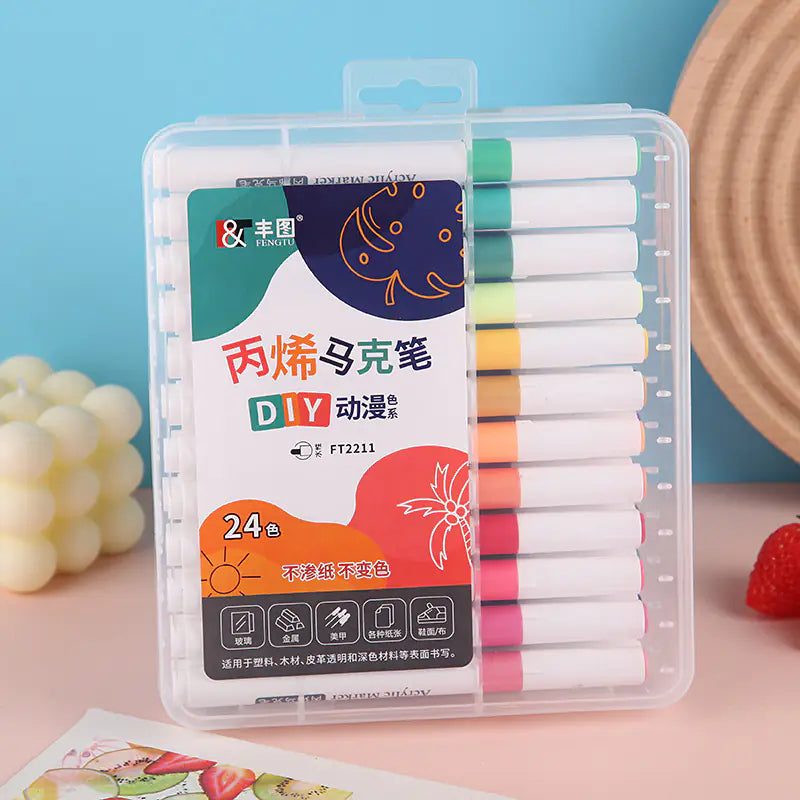 Double-Head Water-Based Markers for Students (24/48 Colors)
