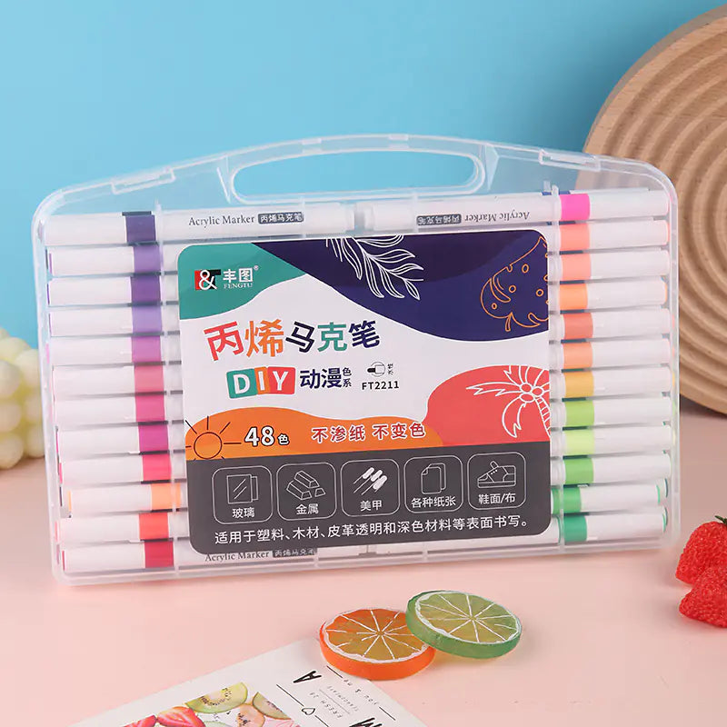 Double-Head Water-Based Markers for Students (24/48 Colors)