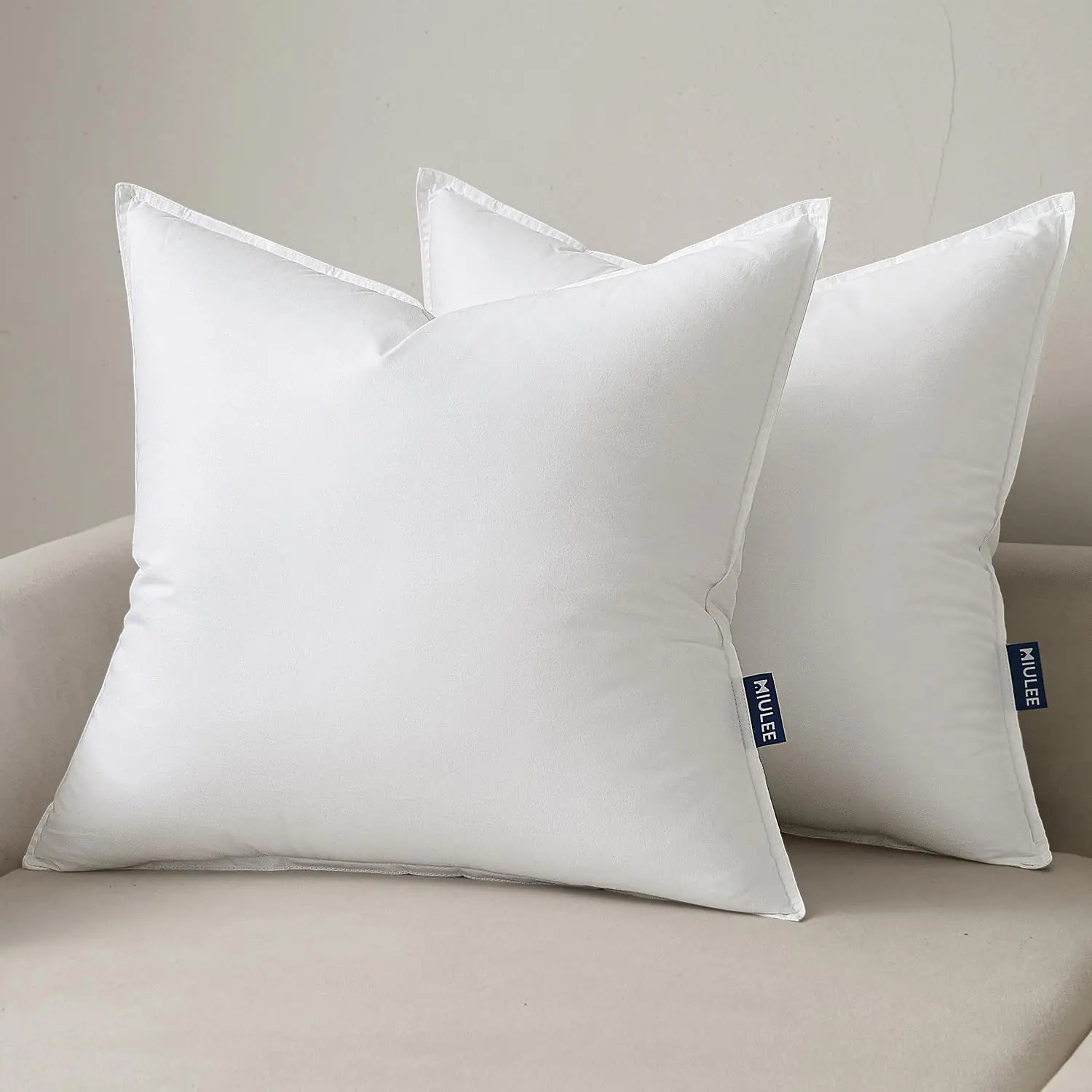 MIULEE 22x22 Soft Cotton Pillow Inserts - Set of 2