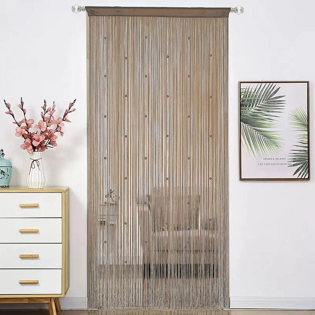 HSYLYM Hippie Fringe Door Beads - Room Divider & Window Decor (100x280cm, Ecru)