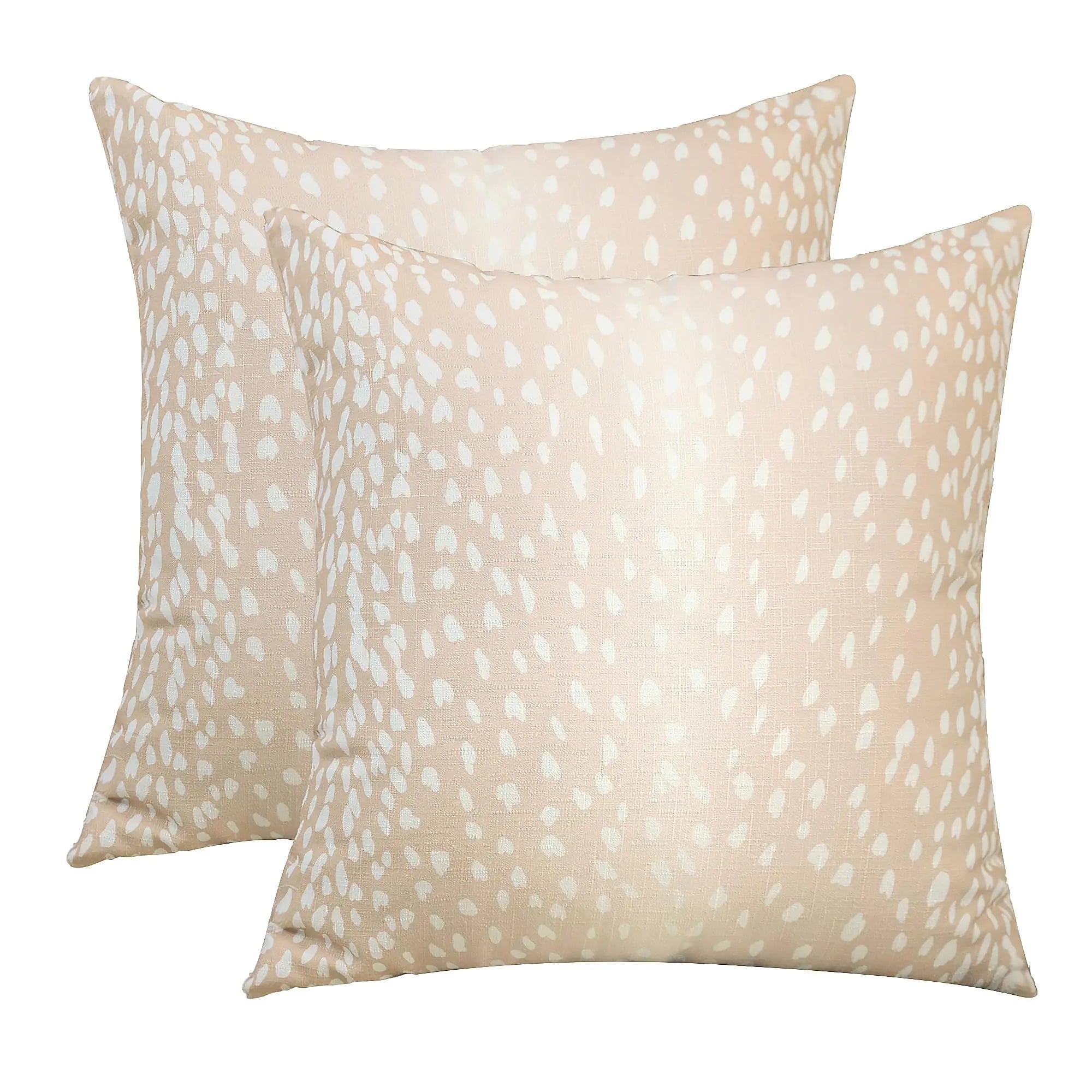 Pillow Covers 24x24" Soft Beige Linen Faux Animal Print 2-pcs